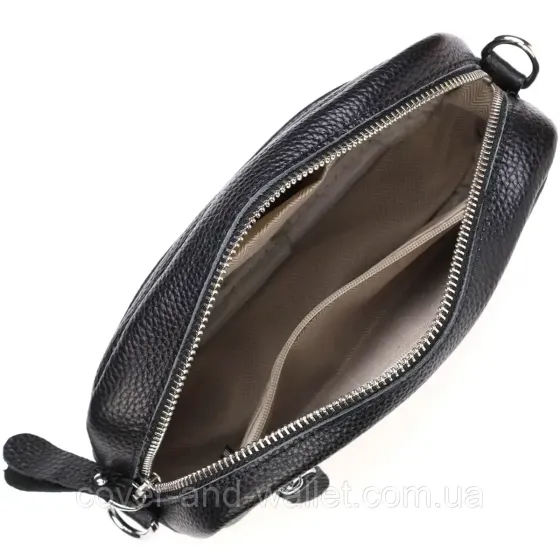 Черная женская сумка-кроссбоди из натуральной кожи Leather Collection Киев