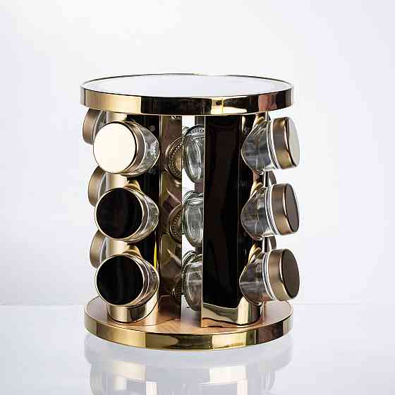 Yiwu Набір баночок для спецій 12 шт. по 100 мл на підставці з дзеркалом та LED-підсвіткою HP-13 Коломия