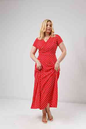 Літнє плаття в підлогу "Кайлі" оптом | Батал Червоний, 50 Київ