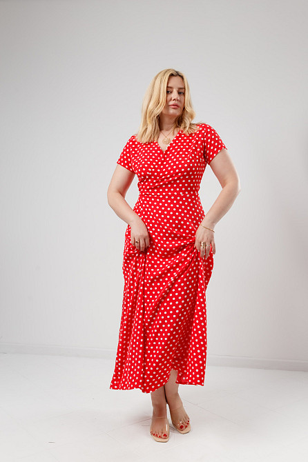 Летнее платье в пол Кайли батал 50, Красный Киев - изображение 3