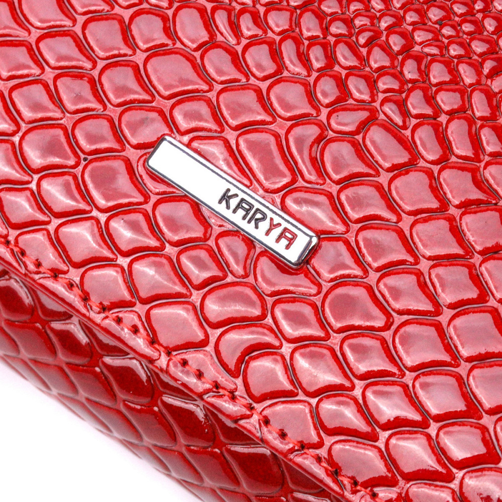 Яскраве жіноче портмоне з лакованої фактурної шкіри KARYA 21428 Червоний Київ - фото 5