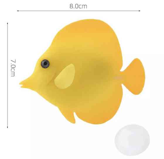 Рибка Метелик, жовтого кольору, силіконова та люмінісцентна (в темноті світяться), декор в акваріум), розмір 8*7 см Київ
