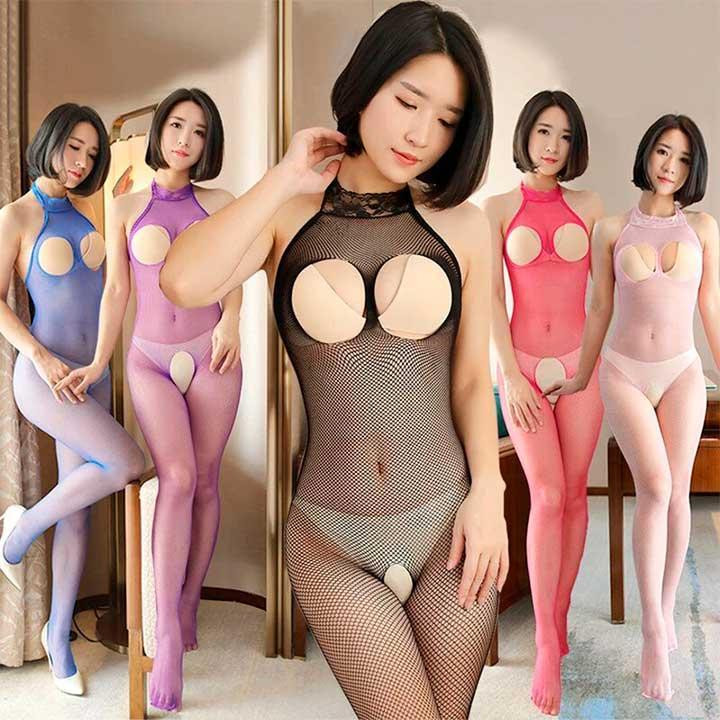 Спокусливий бодістокінг з відкритими грудьми - Чорний - S/M/L - Еротична білизна Вінниця - фото 8