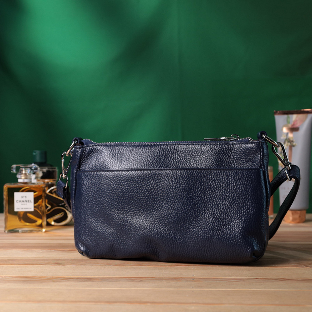 Надежная сумка для женщин на три отделения из натуральной кожи Vintage 22806 Синий Киев - изображение 10