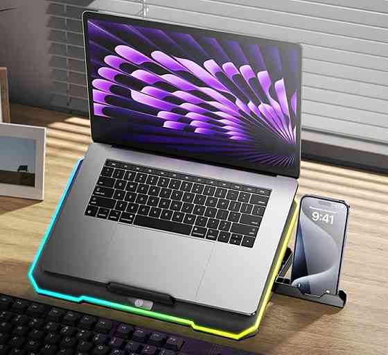 Підставка для ноутбука HOCO DH19 Cool RGB notebook cooling stand Black (6942007624824) Киев