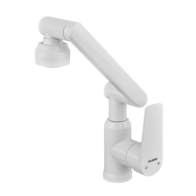 Змішувач для умивальника з регульованим виливом Plamix Oscar-001-FX SET White (з підведенням) (Колір білий) (PM6105)   ( 22628 ) Харьков - изображение 3