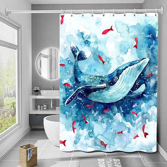 Шторка для ванны из полиэстера водонепроницаемая Bathlux 180x180 см с кольцами, занавеска для ванной комнаты Каменец-Подольский