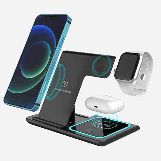 Беспроводное зарядное устройство 3в1,Черный SBR Киев