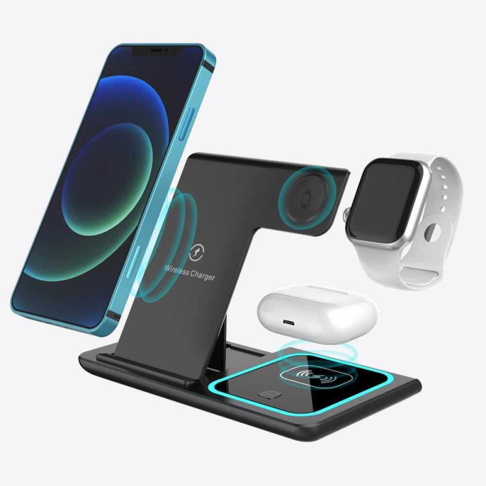 Беспроводное зарядное устройство 3в1,Черный SBR Киев - изображение 2