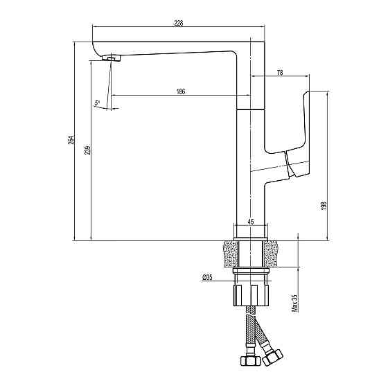 Змішувач для кухні TOPAZ LEXI TL 21401-H57-GB cartridge D25 шланги 55см,титан блиск PVD Тернополь