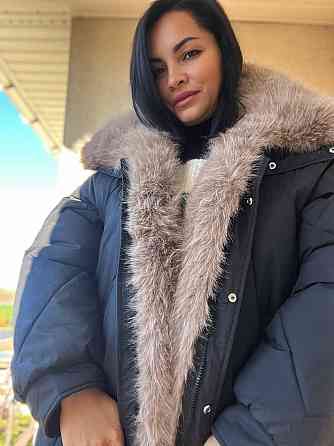 Куртка женская Lady Yep 9051 парка удлиненная широкая оверсайз мех воротник, черный, 44-48 Одесса