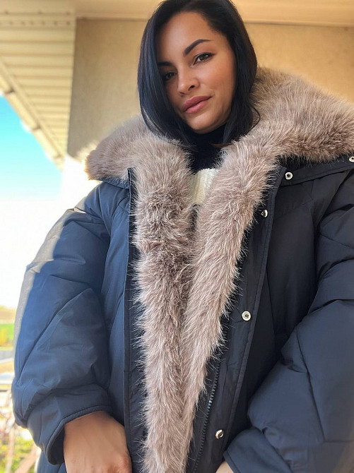 Куртка женская Lady Yep 9051 парка удлиненная широкая оверсайз мех воротник, черный, 44-48 Киев - изображение 1