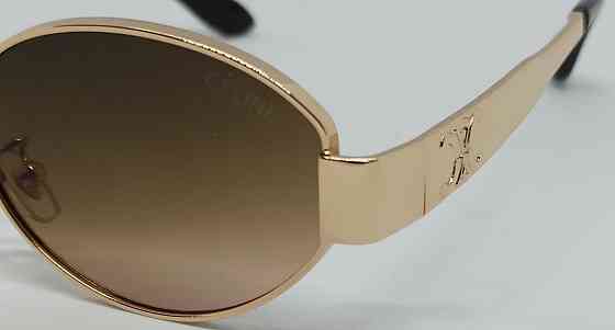 Брендовые женские очки овальные серо коричневый градиент в зол металле. Киев