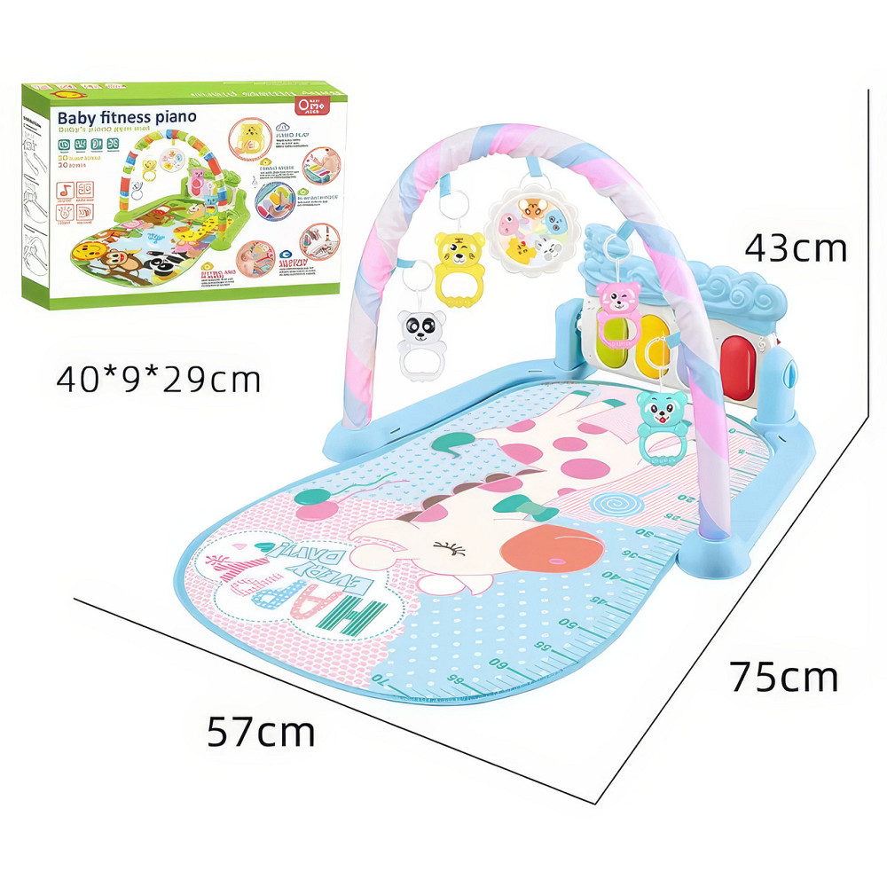 Ігровий килимок для дітей з музичним піаніно, іграшками, шкалою росту, блакитного кольору, принт корова Кам'янець-Подільський - фото 3