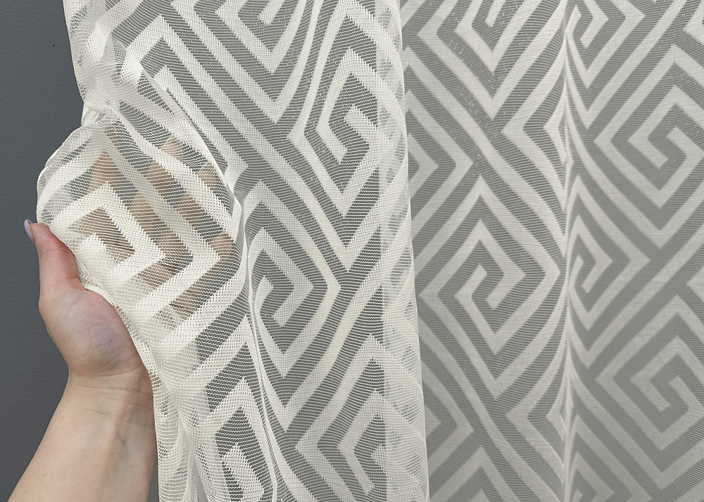 Тюль VR-Textil 1556т Ромб Меандр Жакард Молочний 450х270 см (42-1049) Київ - фото 4