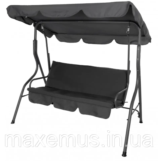 Садовые качели Bonro Relax для сада и дачи 3-х местная качели с навесом серая Мостиска - изображение 1