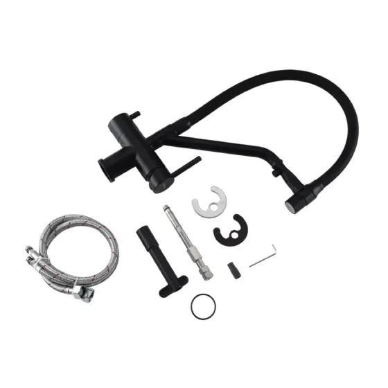 Змішувач для кухні з підключенням до фільтра GAPPO G4398-86 та гнучким виливом, чорний Київ