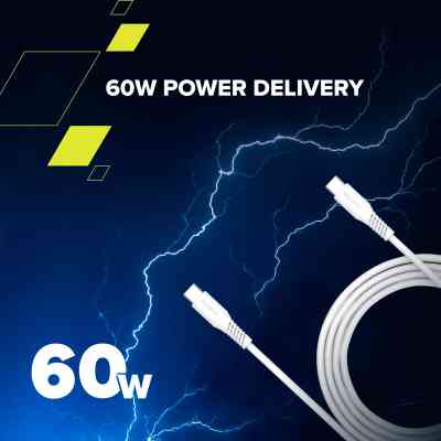 Дата кабель USB-C to USB-C 1.2m CC60SC 60W White Canyon (CNS-CC60SC12W) Вінниця