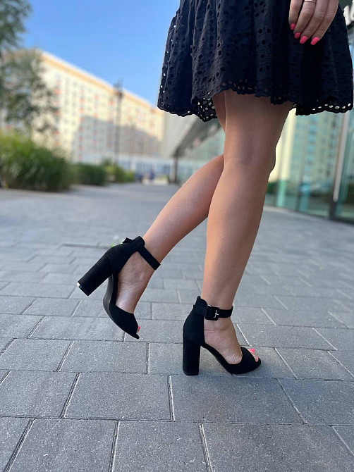 L&M Босоніжки жіночі чорні L&M F52-1 літні, еко-замша / Модні босоніжки на підборах р. 36-40 Коломия - фото 8