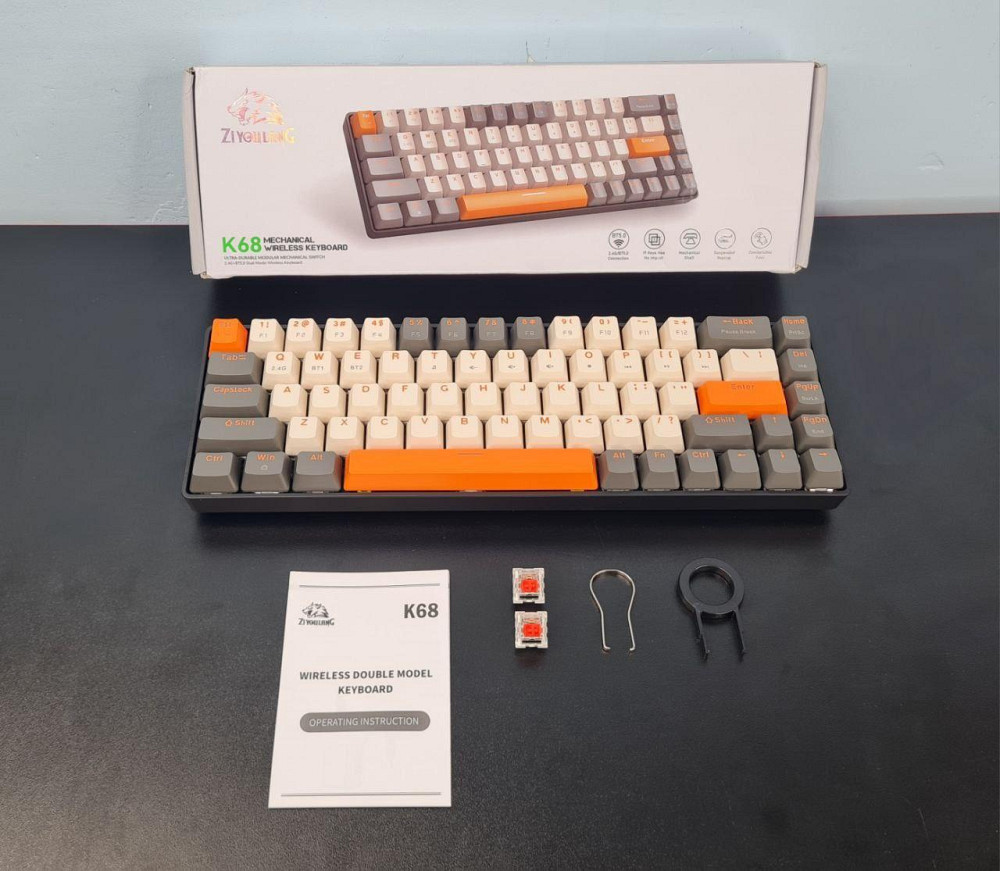 Безпровідна механічна клавіатура Ziyo K68 60% 2.4Гц Клевань - фото 1
