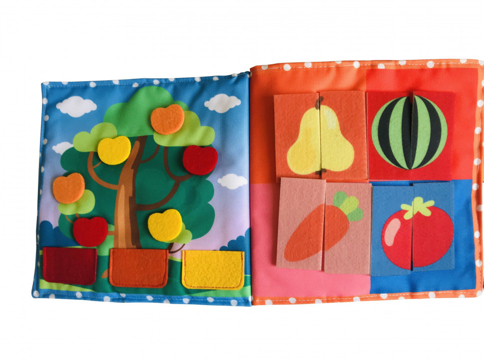 Текстильная развивающая книга для малышей 
