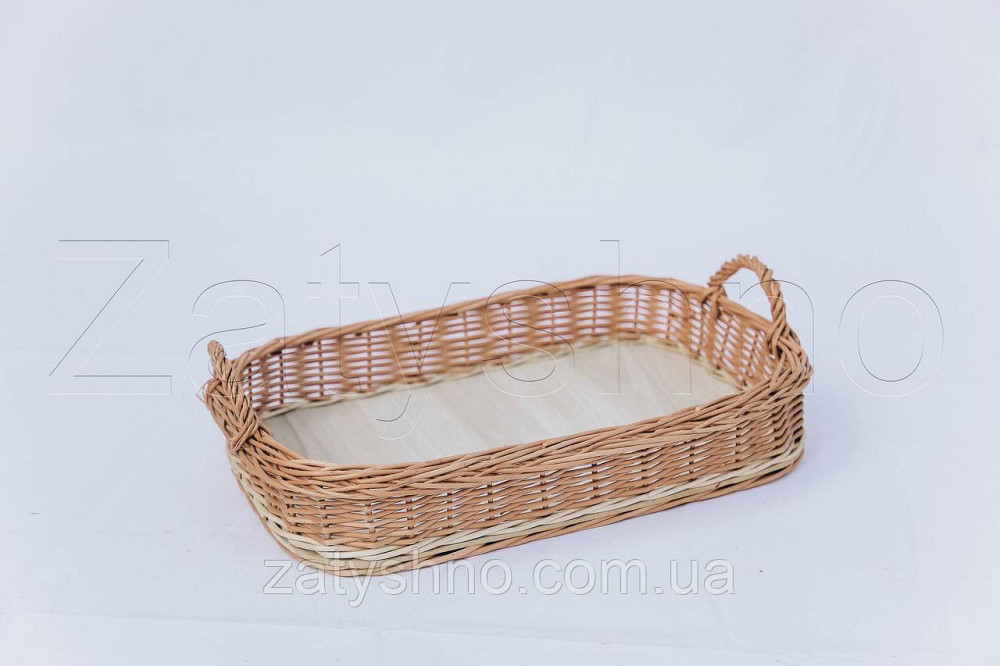 Піднос прямокутний плетений | таця з лози з ручками | таця плетена з лози для овочів Київ - фото 3