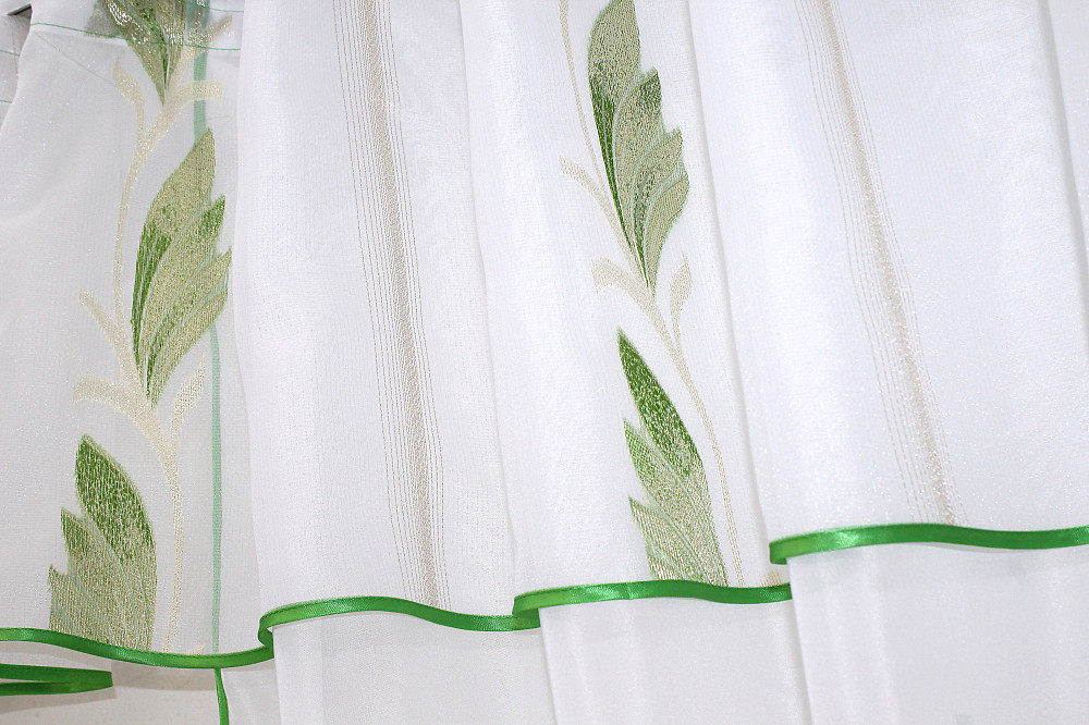 Кухонные шторки VR-Textil № 00к с подвязками салатовый с белым 290х175 см ( 59-621) Киев - изображение 4