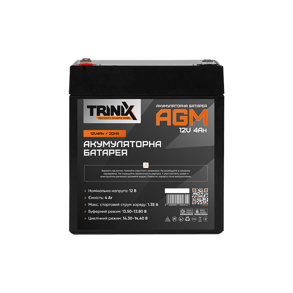 Trinix 12V4Ah/20Hr AGM Акумуляторна батарея 12В 4Аг свинцево-кислотна (44-00040) Київ - фото 2