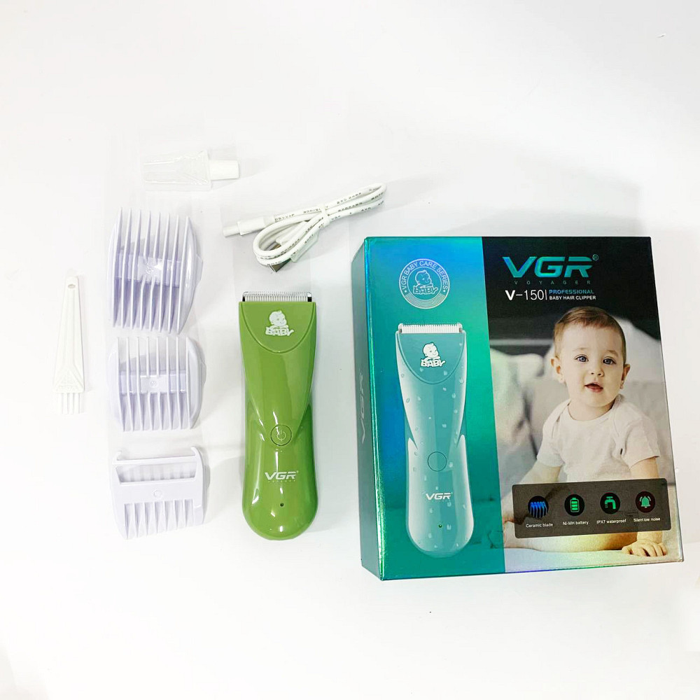 Дуже тиха бездротова машинка для стрижки волосся дітей VGR V-150 з насадками. Колір: зелений SH-62 Івано-Франківськ - фото 4
