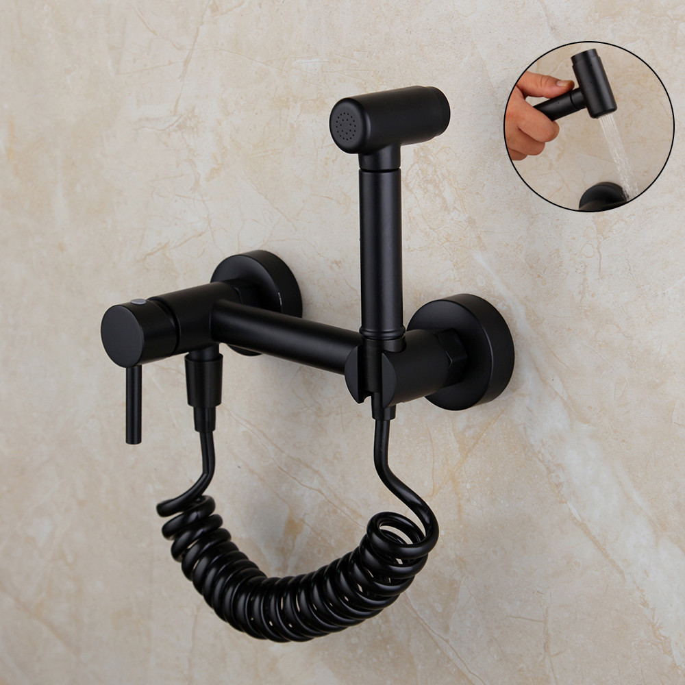 Гигиенический душ для унитаза латунный WanFan смеситель для биде со шлангом Черный Каменец-Подольский - изображение 1