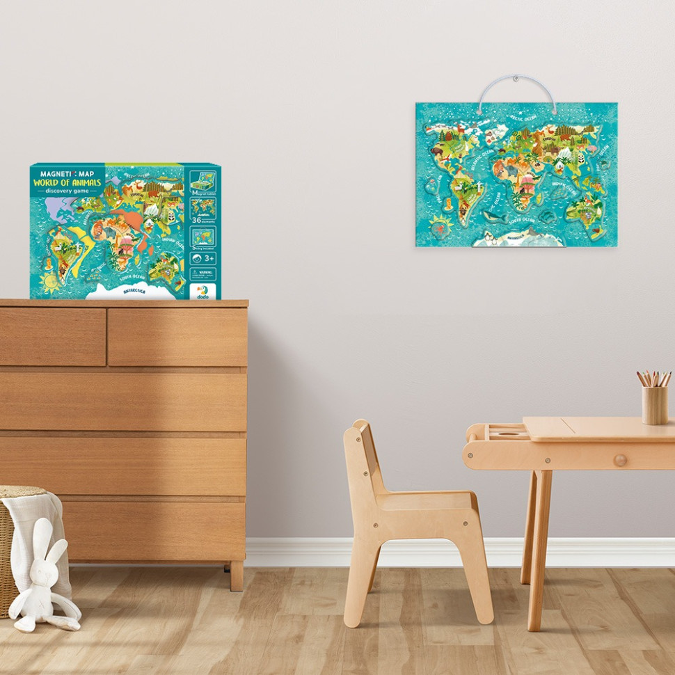 Дитяча магнітна мапа світу тварини 200267, 36 елементів Вінниця - фото 9