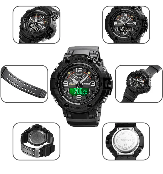 Чоловічий спортивний наручний годинник Skmei 1617 Чорний Київ - фото 7