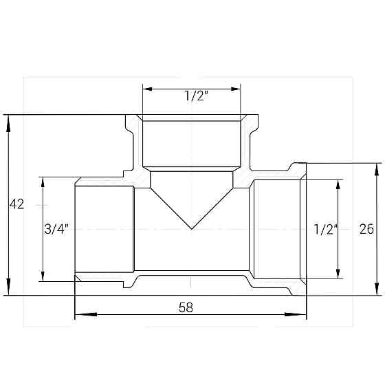 Тройник редукционный 3/4″х1/2″х1/2″НВВ латунный A0225A Киев