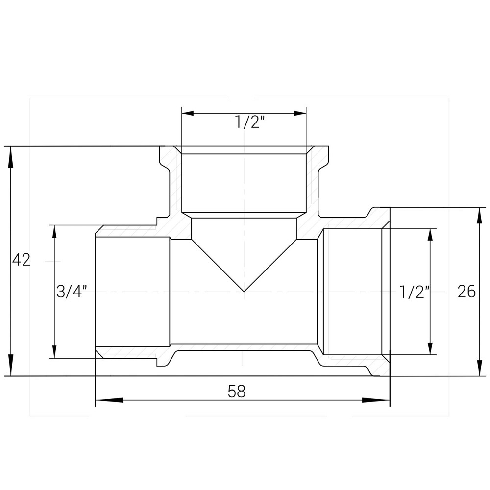 Трійник редукційний 3/4| х1/2"х1/2" НВВ латунний A0225A Київ - фото 2
