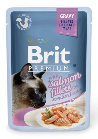 Полноценный влажный корм Брит Brit Premium Филе лосося в соусе для стерилизованных кошек 85 г Винница