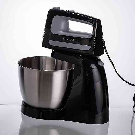 Стаціонарний міксер Sokany CX-6622 з чашею 3,5 л, 400 Вт, 5 швидкостей, 2 насадки Чорний Коломыя