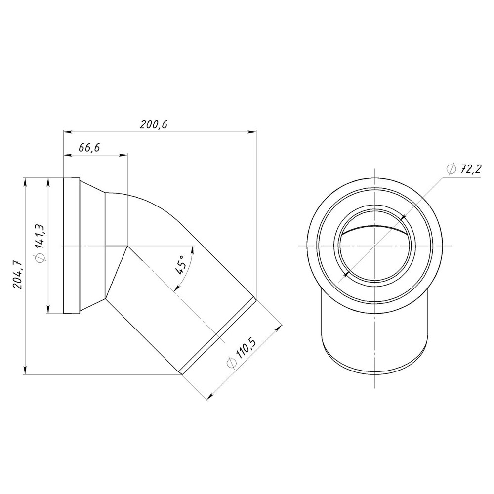 Коліно OPTIMUM для унітаза 45° D110 пластик OPTI 31410/227 Київ - фото 4