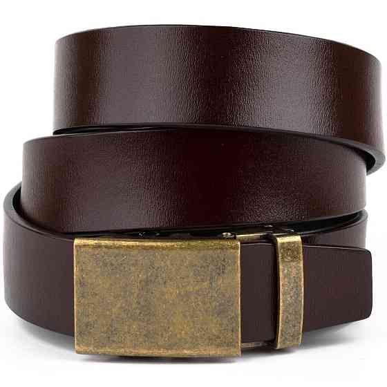 Ремень мужской с латунной пряжкой автомат Коричневый (Vintage) Киев