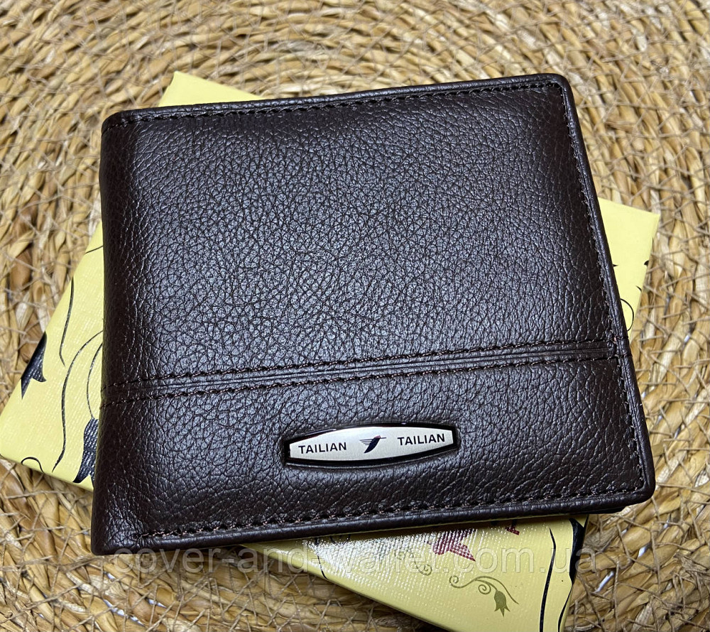 Небольшой кожаный мужской бумажник с монетницей Tailian Киев - изображение 1