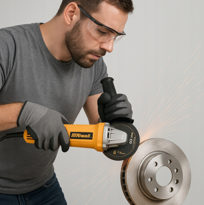 Болгарка (кутова шліфувальна машина) 2000Вт 125мм + 6 дисків Riwall Pro (Чехія) Київ - фото 8