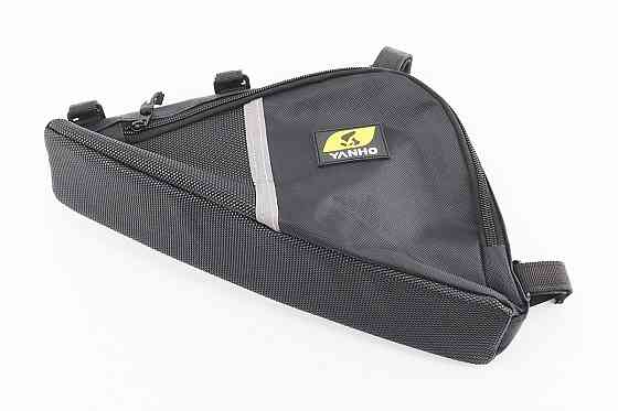 Сумка під раму трикутна 3500х260х200мм, кріпл. на липучці, вологозахисна, світловідбиваючі смуги, чорна Київ