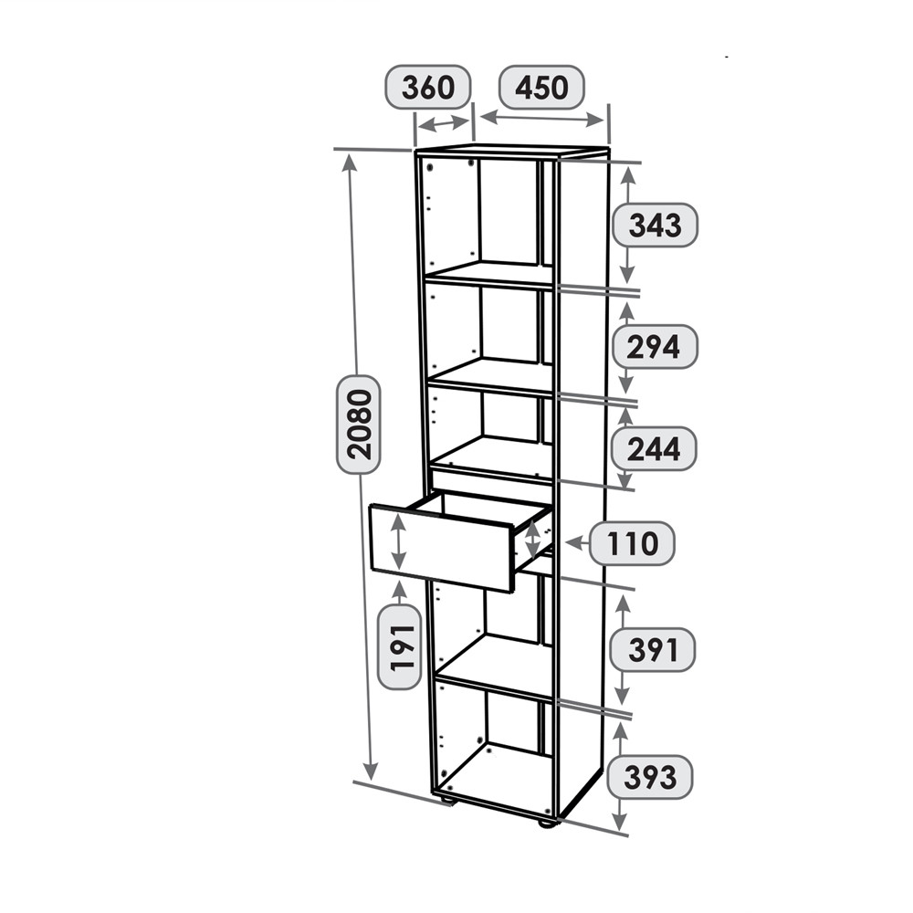 Пенал с выдвижным ящиком Эверест Лайт ПЛ-1 Дуб Крафт белый (DTM-071078) Львов - изображение 5
