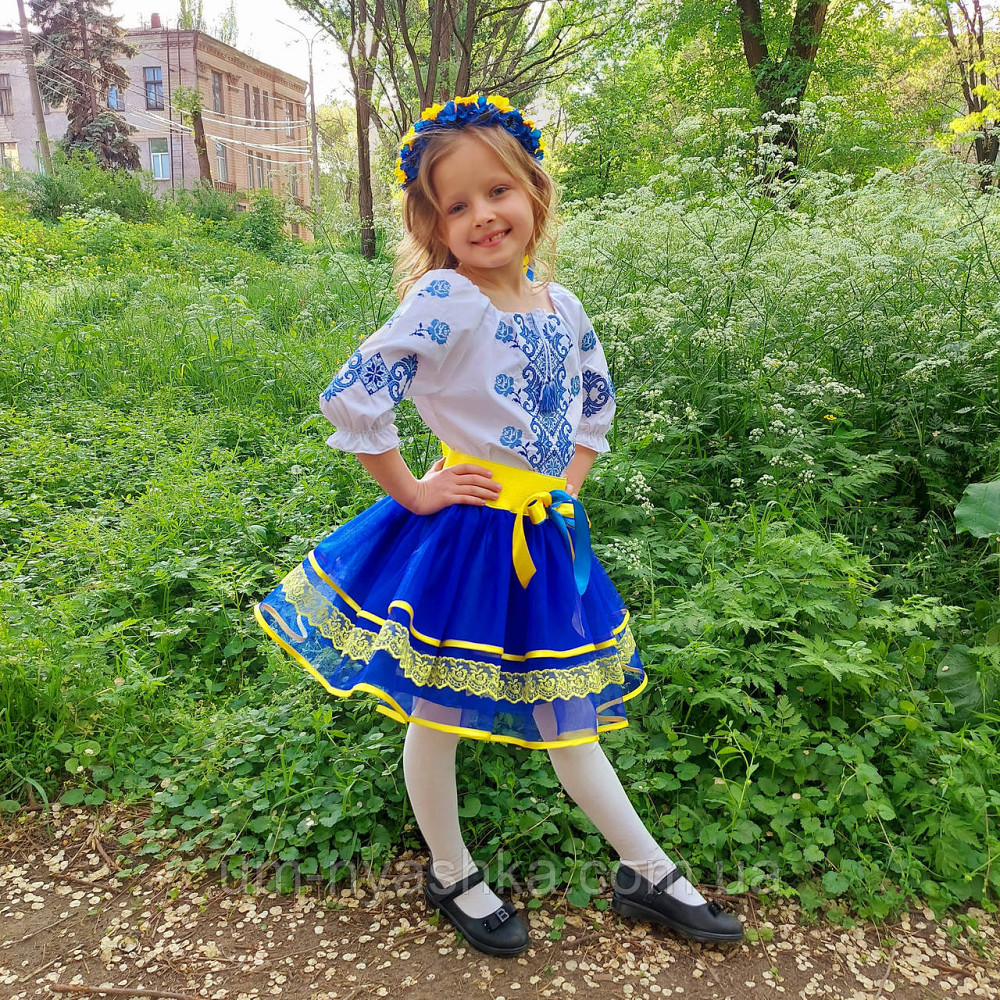 Костюм вишиванка синьо-жовтий для дівчинки "Слава нації" Кривий Ріг - фото 2