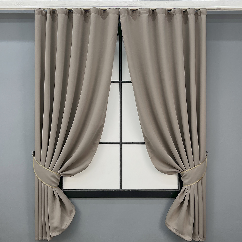 Комплект штор коротких VR-Textil Bagema Rvs № 1896ш 140х170 см 2 шт Серо-бежевый (35-0444) Киев - изображение 1