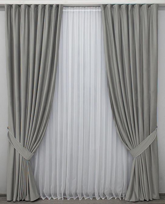 Комплект готових штор VR-Textil Оксамит № 1151ш Сірий 100х290 см 2 шт (31-527) Київ - фото 2