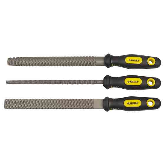 Набір рашпилів 3 шт 200 мм двокомпонентна ручка (плоский, напівкруглий, круглий) SIGMA (4410861) Київ