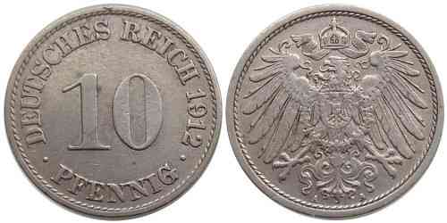 10 пфеннігів 1912 A - Німеччина Полтава
