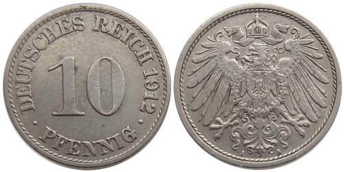 10 пфеннігів 1912 A - Німеччина Полтава - фото 1