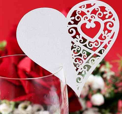 Рассадочные карточки для гостей на бокалы Сердечка 10 штук 8 на 8 см белый Киев