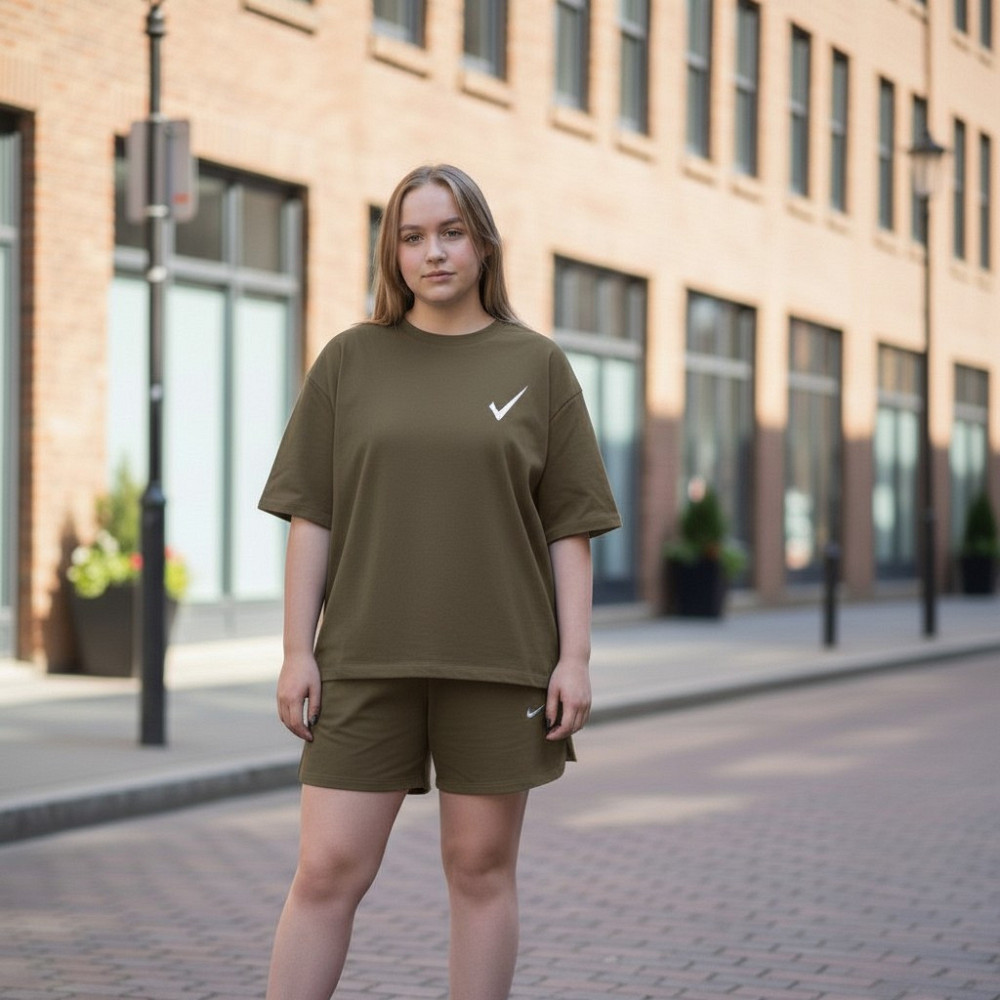 Женский летний спортивный костюм футболка с шортами Хаки XS-S Харьков - изображение 6